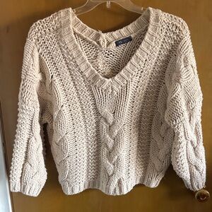 Elegant Cable Knit V-Neck Sweater